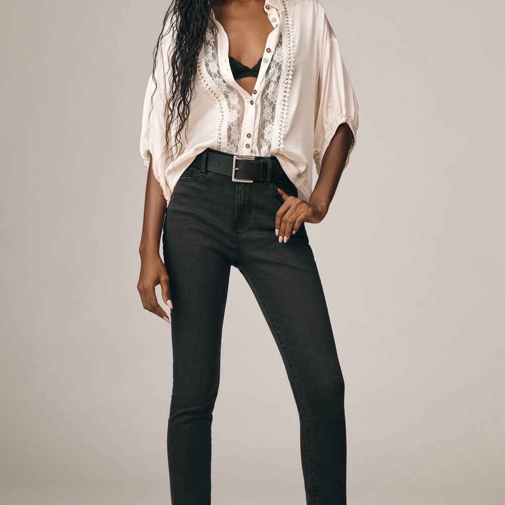 FRAME Le High Rise Skinny Jeans - black - sz 27